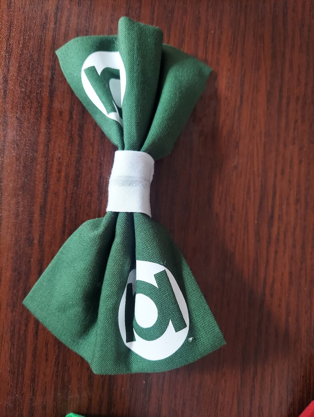 Green Lantern Bow Hair Clip with White Accent
